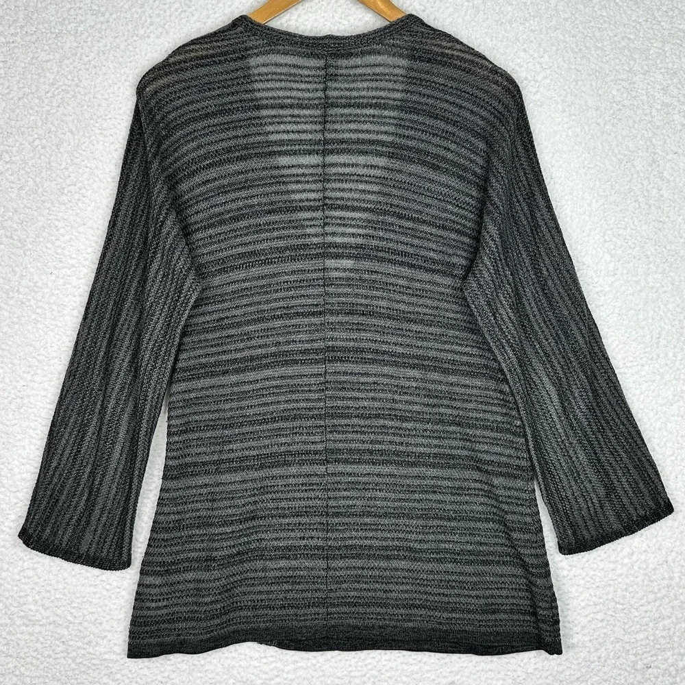 Eileen Fisher Gray Merino Wool Blend Wrap Style Cardigan Top Size‎ S Minimalist